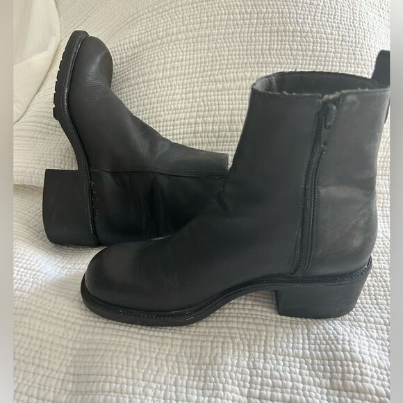 Nine West Women’s Black Zip Up Block Heel Combat Grunge Ankle Boots Size 9 - Picture 1 of 10